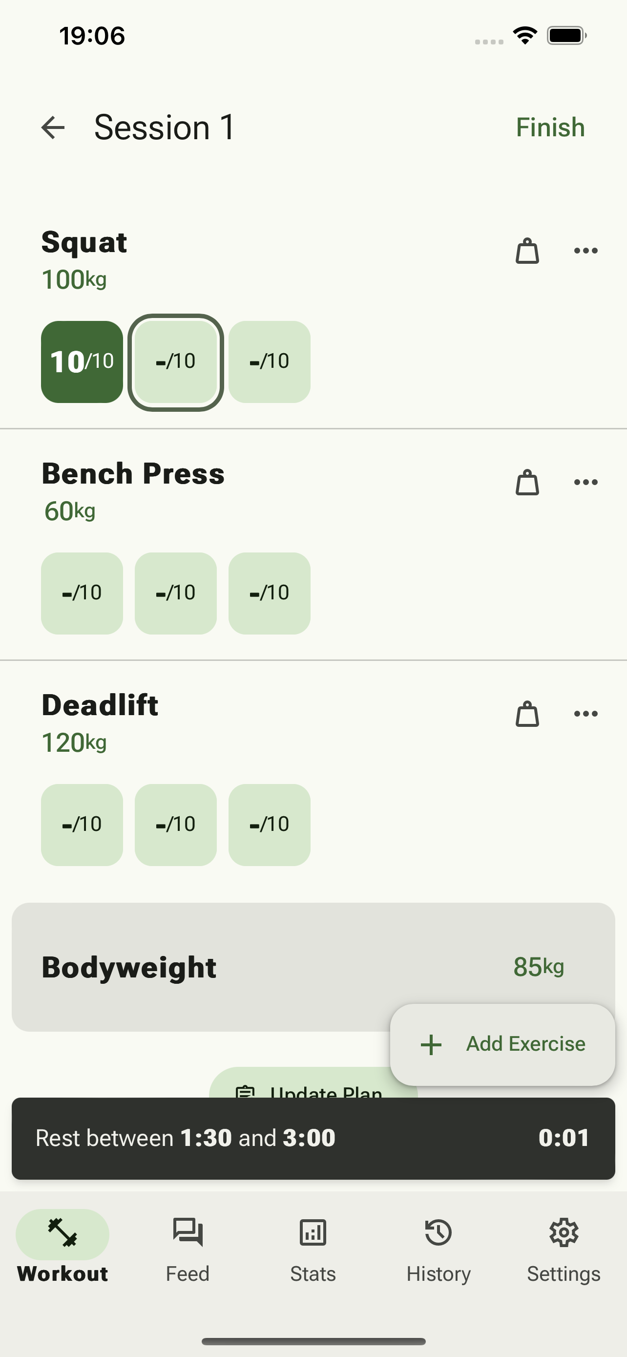 Workout Page